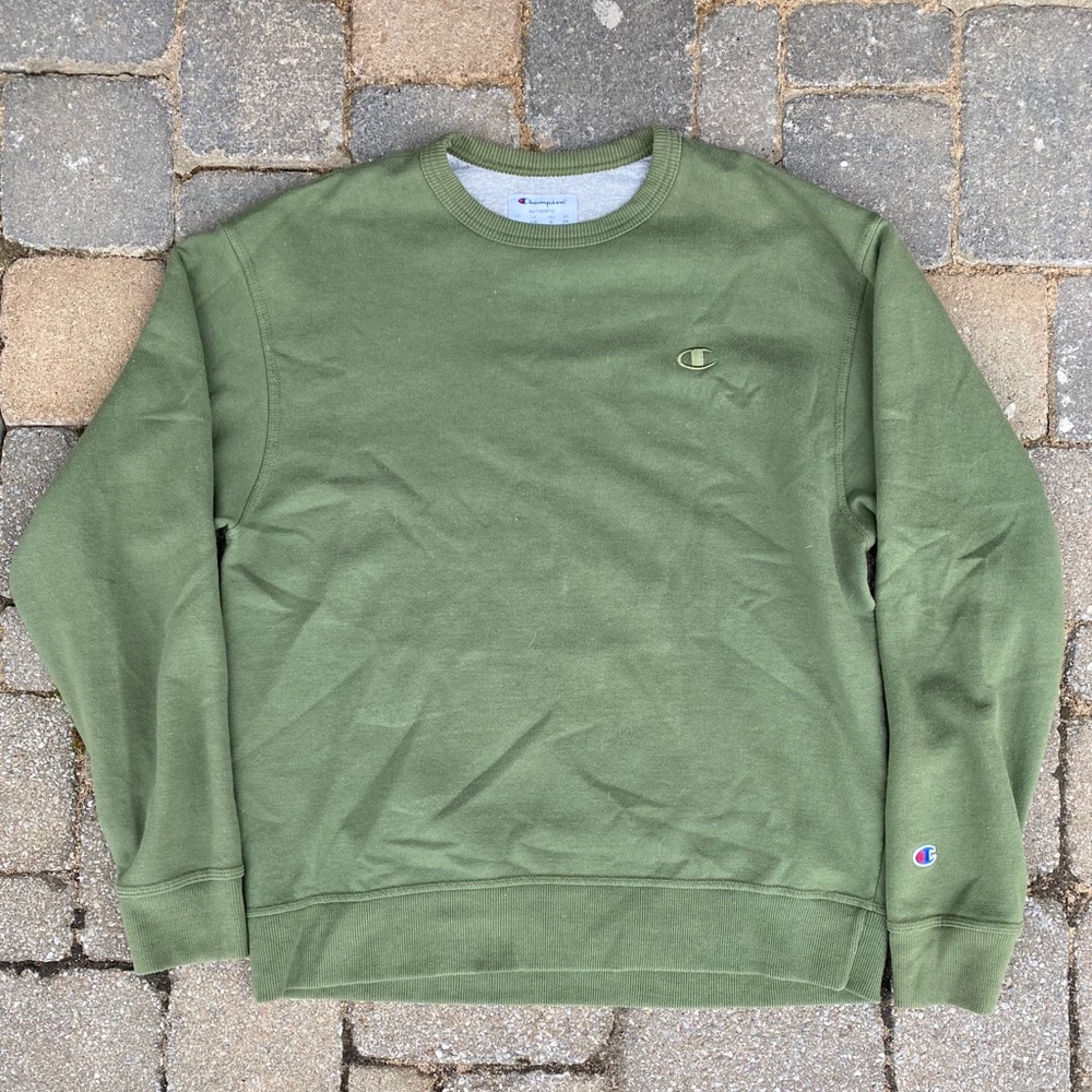 Champion Men's Crewneck Sweater - Olive Green